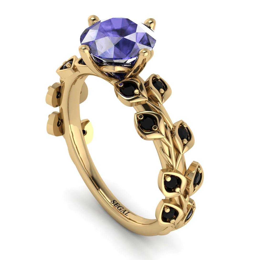 Leaves All Around Yellow Gold Tanzanite Ring - Sydney 2ct No. 207
