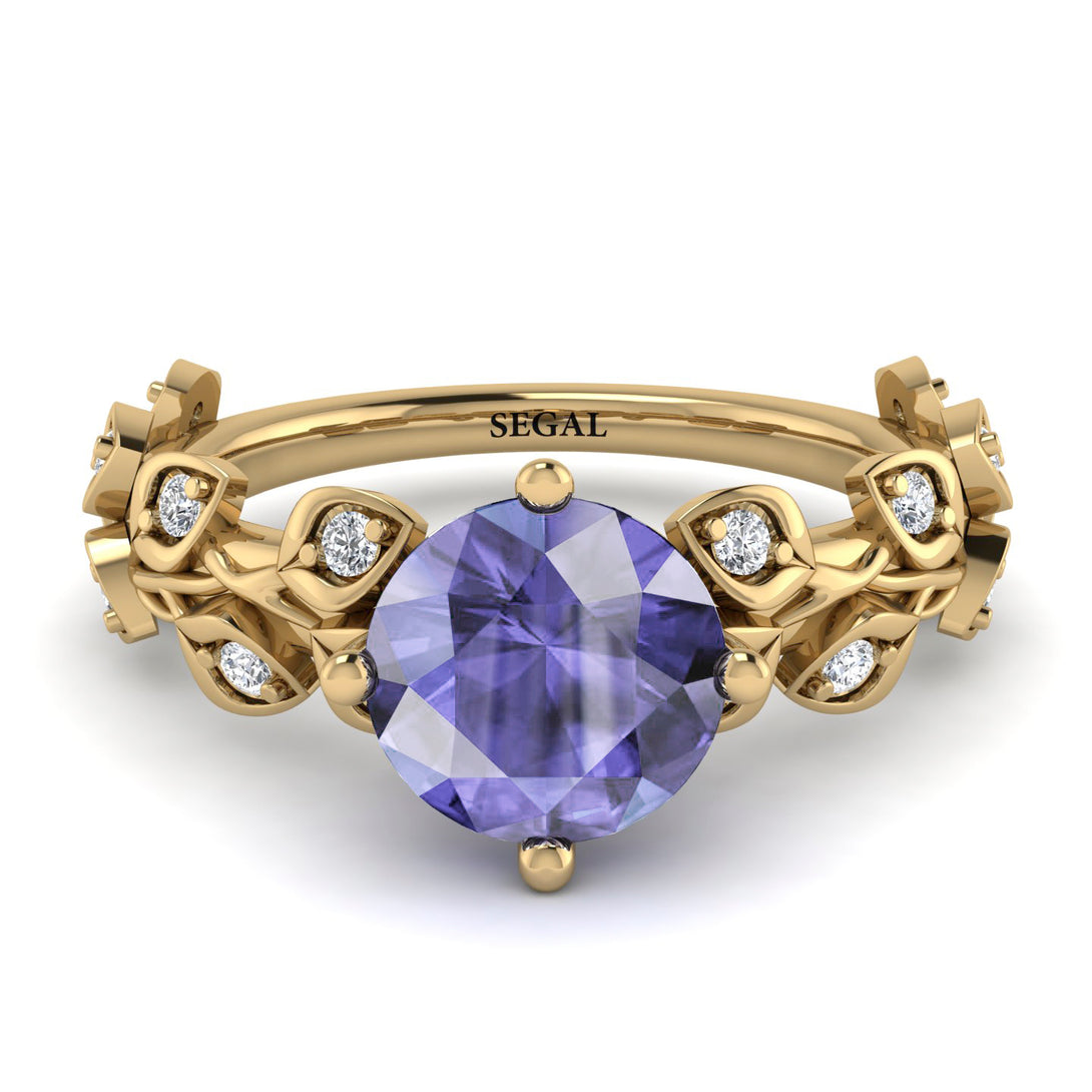 Leaves All Around Yellow Gold Tanzanite Ring - Sydney 2ct No. 201