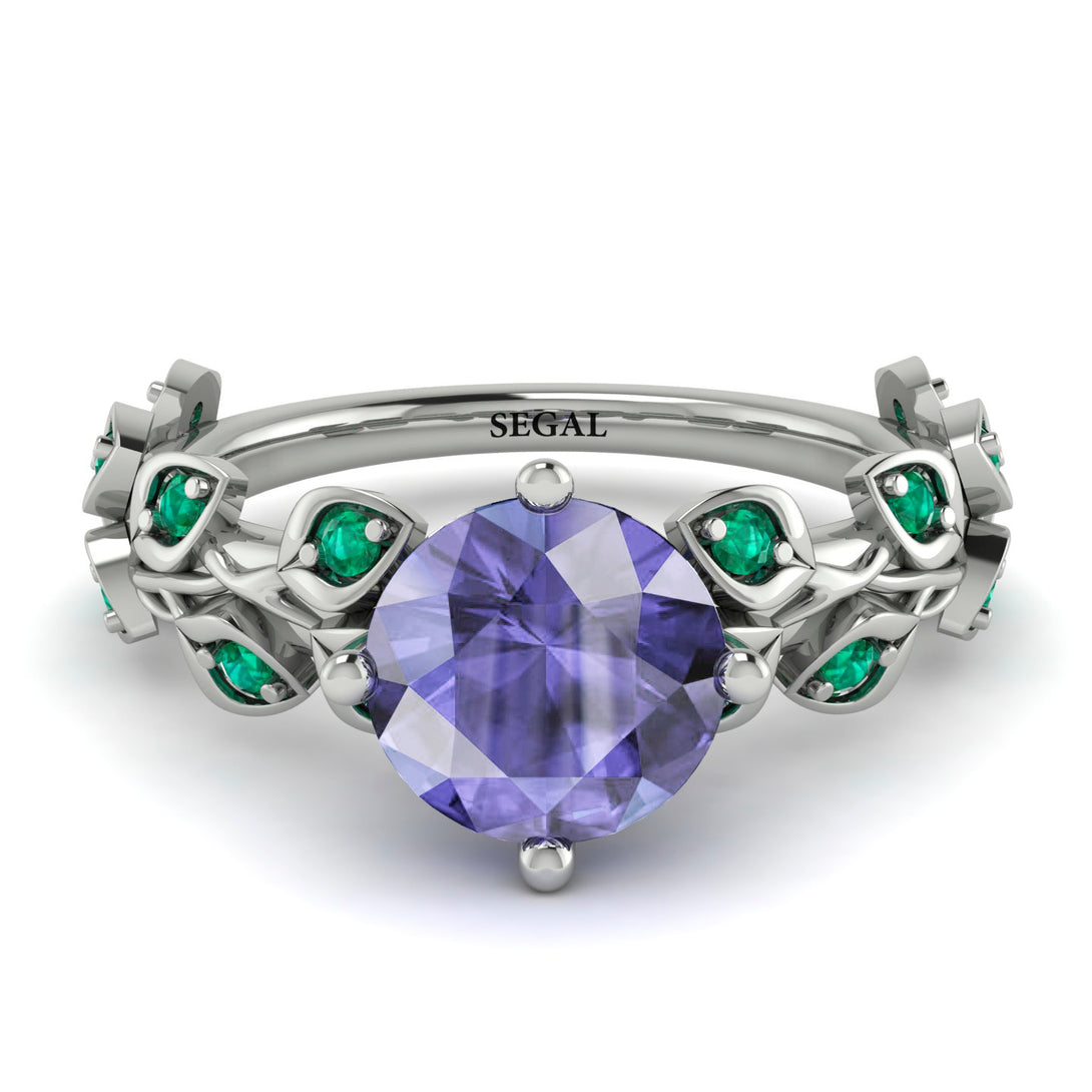 Leaves All Around White Gold Tanzanite Ring - Sydney 2ct No. 206