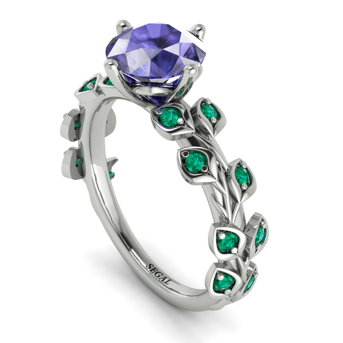 Leaves All Around White Gold Tanzanite Ring - Sydney 2ct No. 206