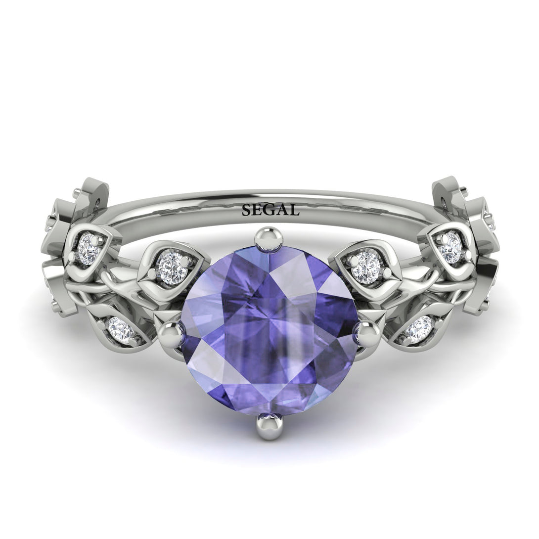 Leaves All Around White Gold Tanzanite Ring - Sydney 2ct No. 203