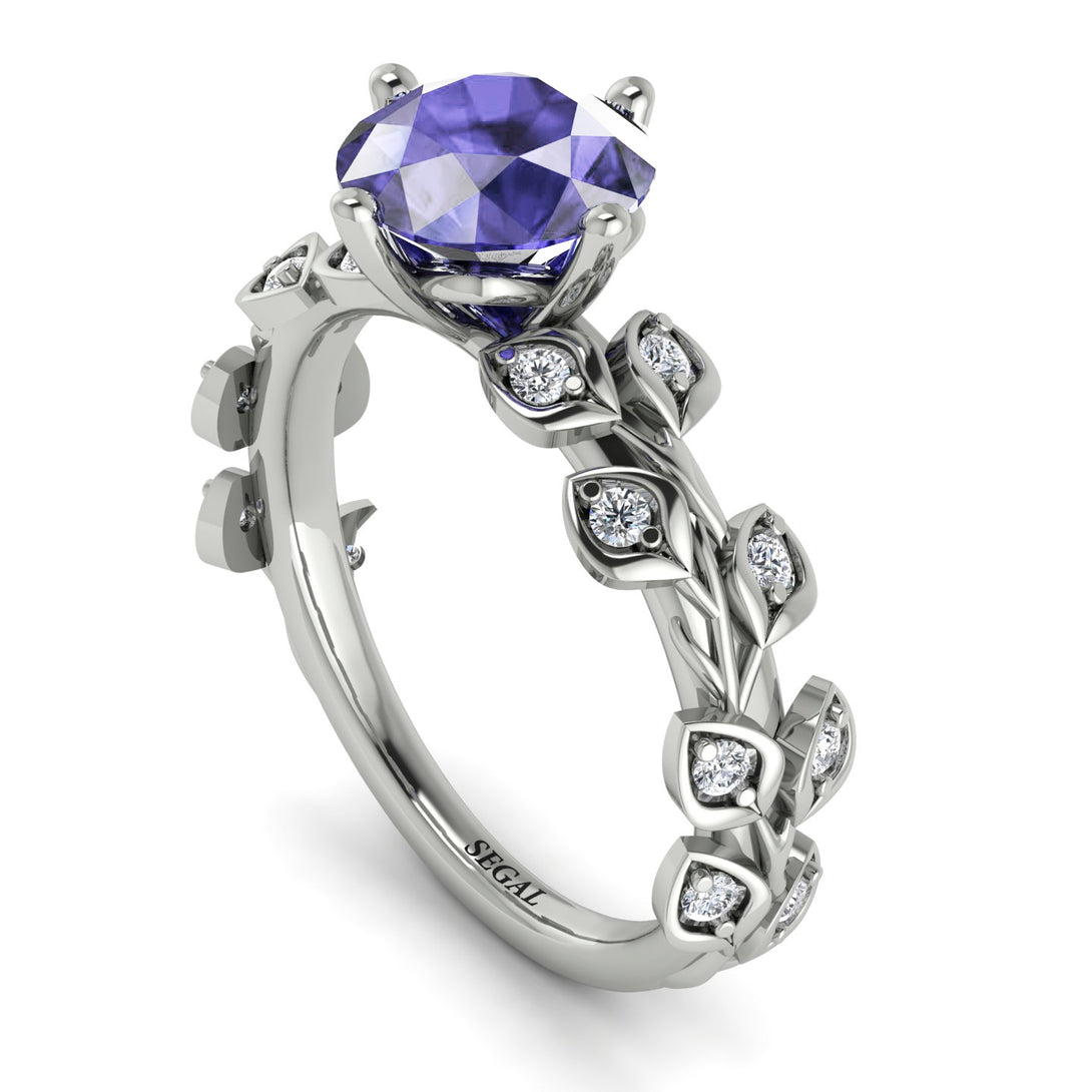 Leaves All Around White Gold Tanzanite Ring - Sydney 2ct No. 203