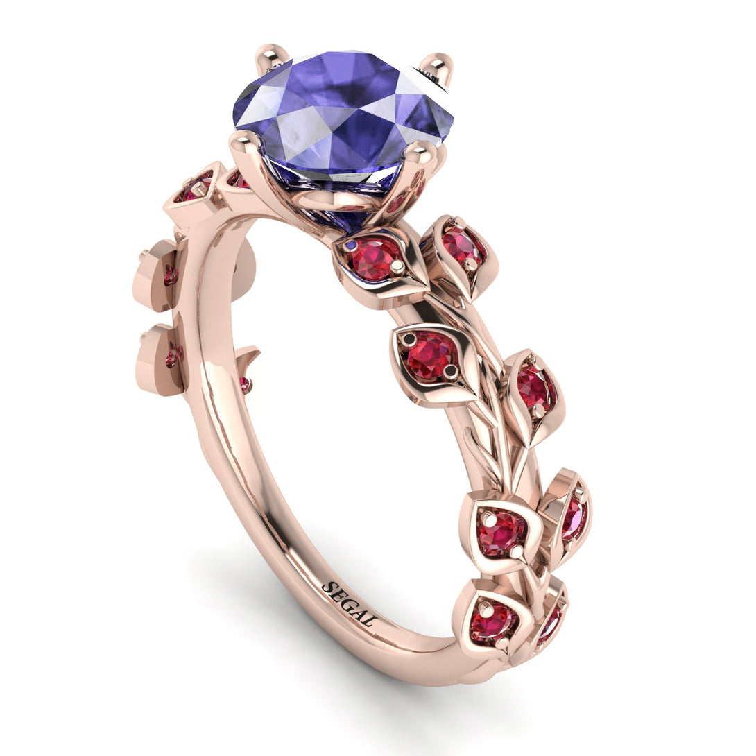 Leaves All Around Rose Gold Tanzanite Ring - Sydney 2ct No. 211