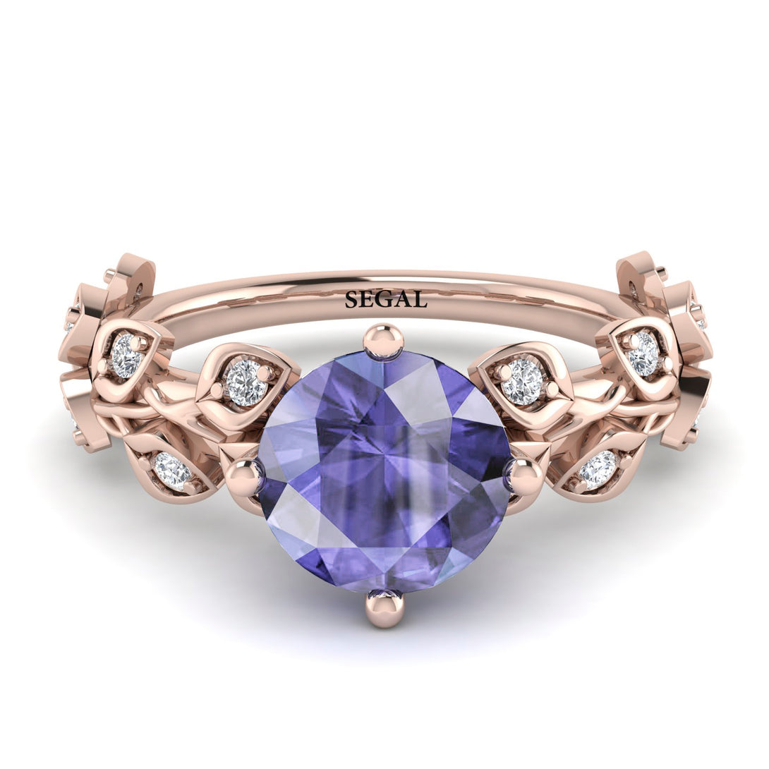 Leaves All Around Rose Gold Tanzanite Ring - Sydney 2ct No. 202