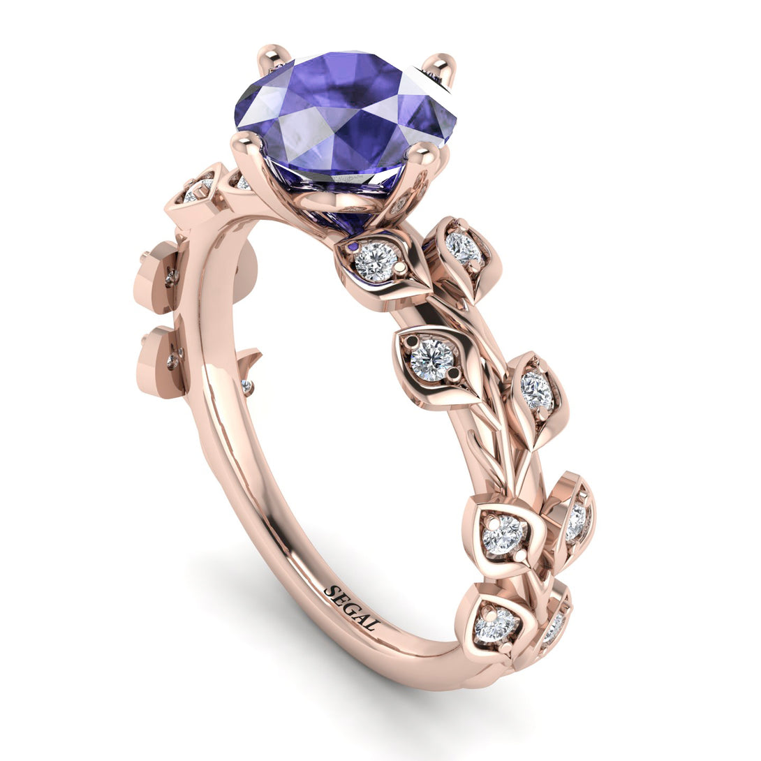 Leaves All Around Rose Gold Tanzanite Ring - Sydney 2ct No. 202