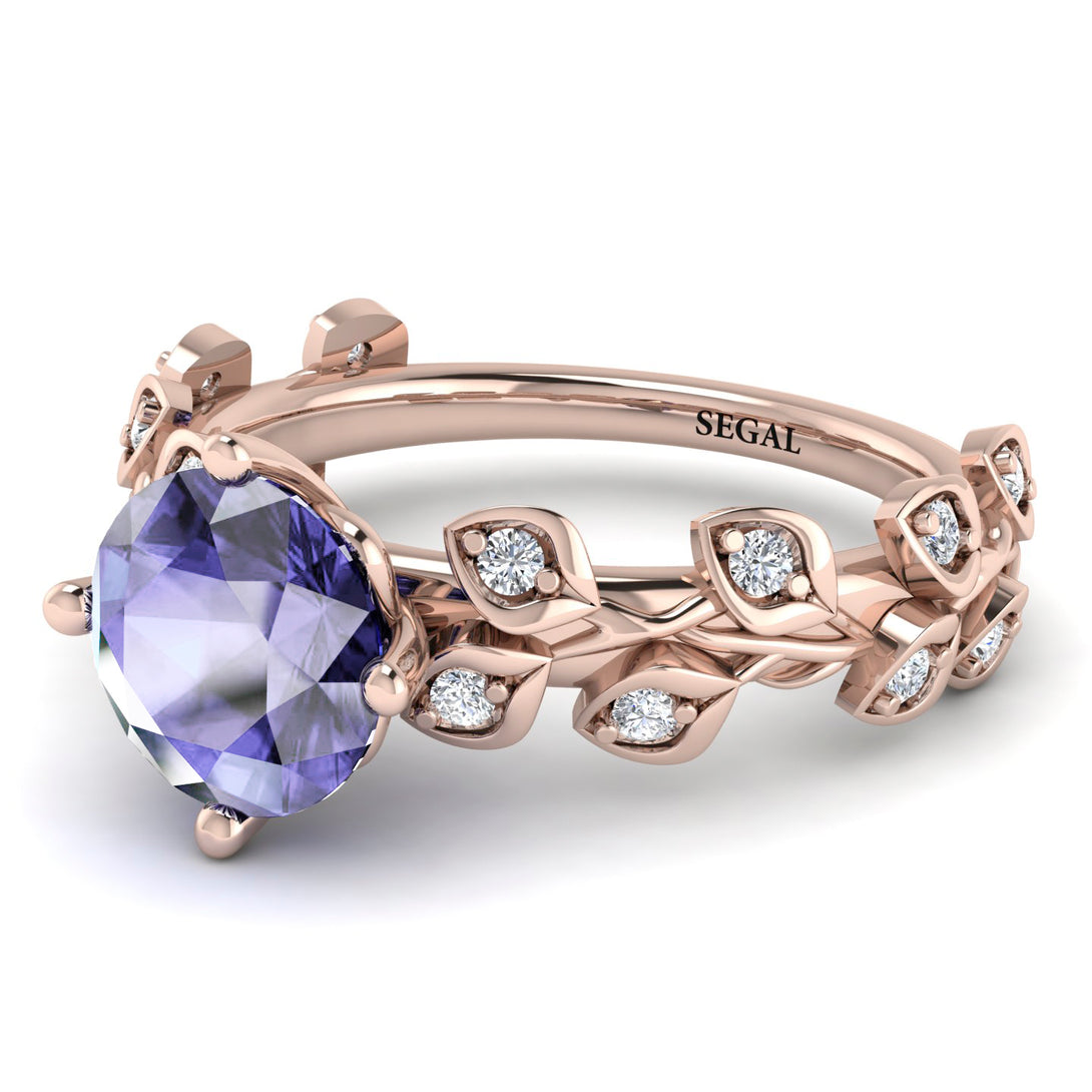 Leaves All Around Rose Gold Tanzanite Ring - Sydney 2ct No. 202