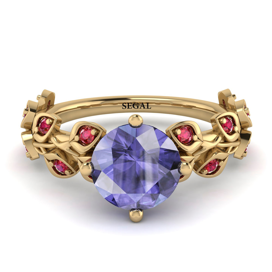 Leaves All Around Yellow Gold Tanzanite Ring - Sydney 2ct No. 210