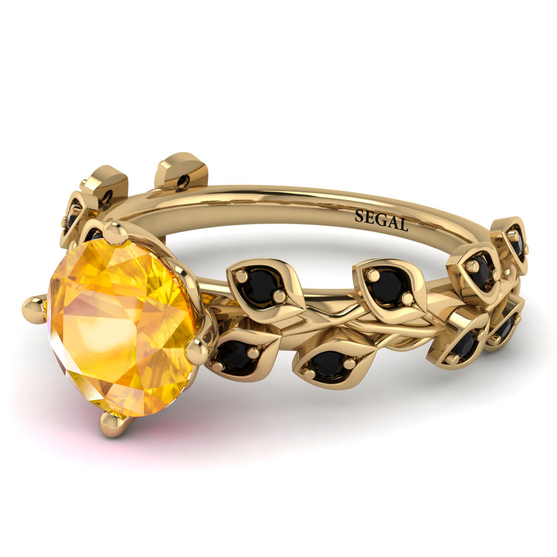 Leaves All Around Yellow Gold Yellow Diamond Ring - Sydney 2ct No. 1007