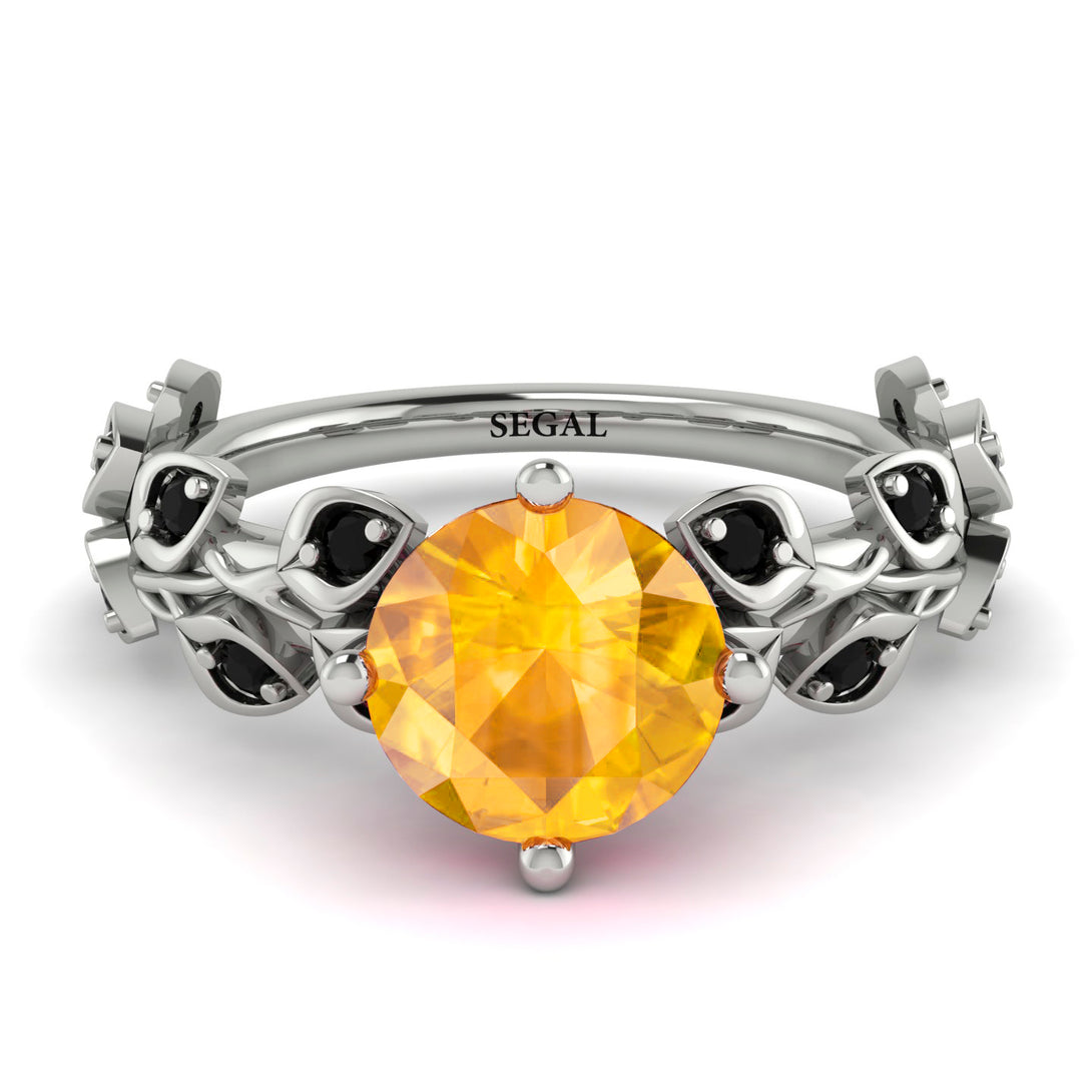 Leaves All Around White Gold Yellow Diamond Ring - Sydney 2ct No. 1009