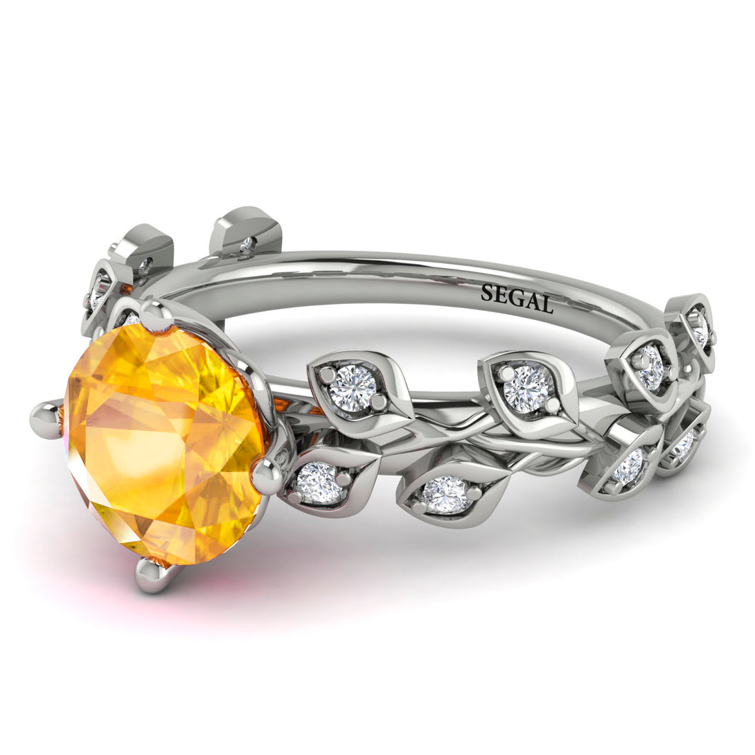 Leaves All Around White Gold Yellow Diamond Ring - Sydney 2ct No. 1003