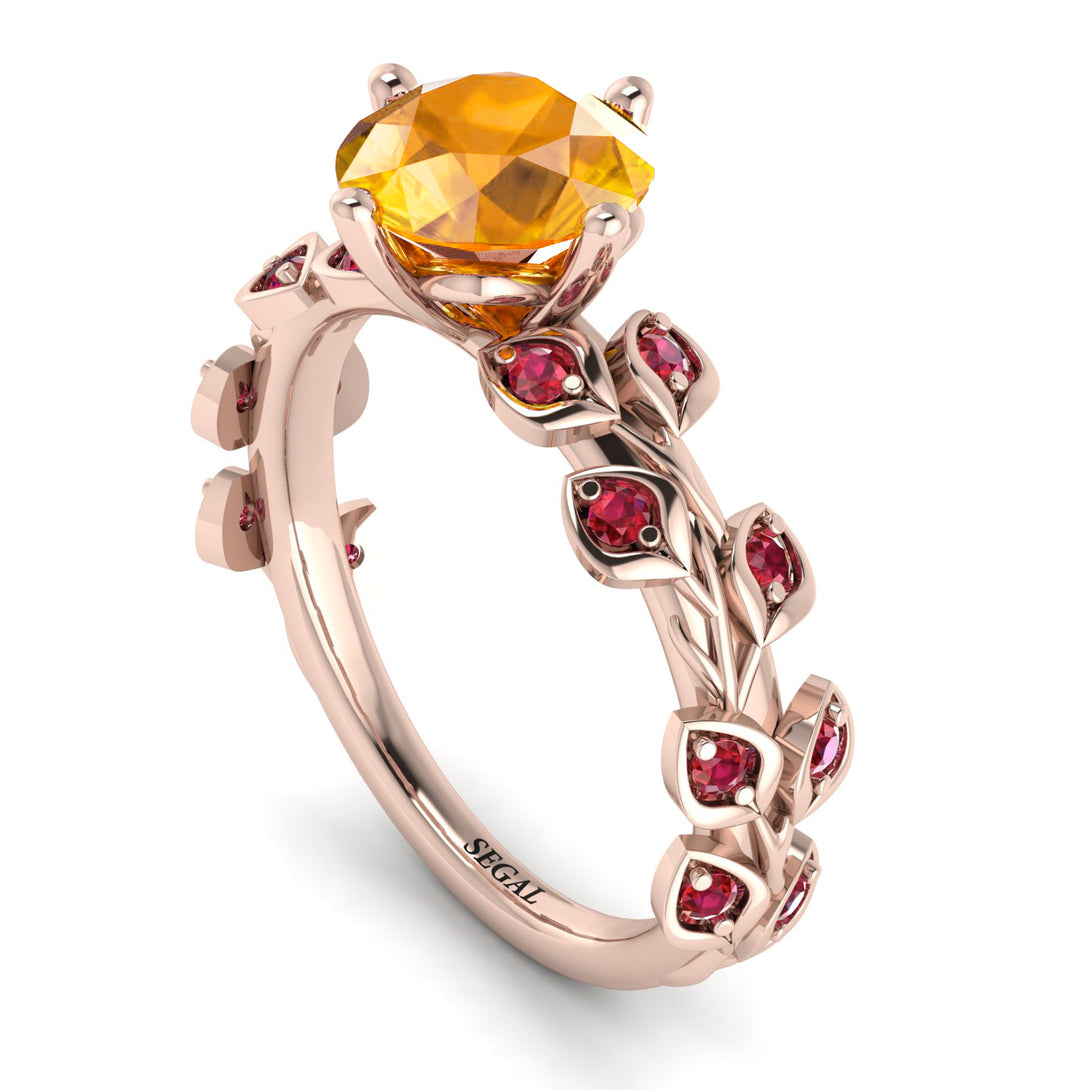 Leaves All Around Rose Gold Yellow Diamond Ring - Sydney 2ct No. 1011