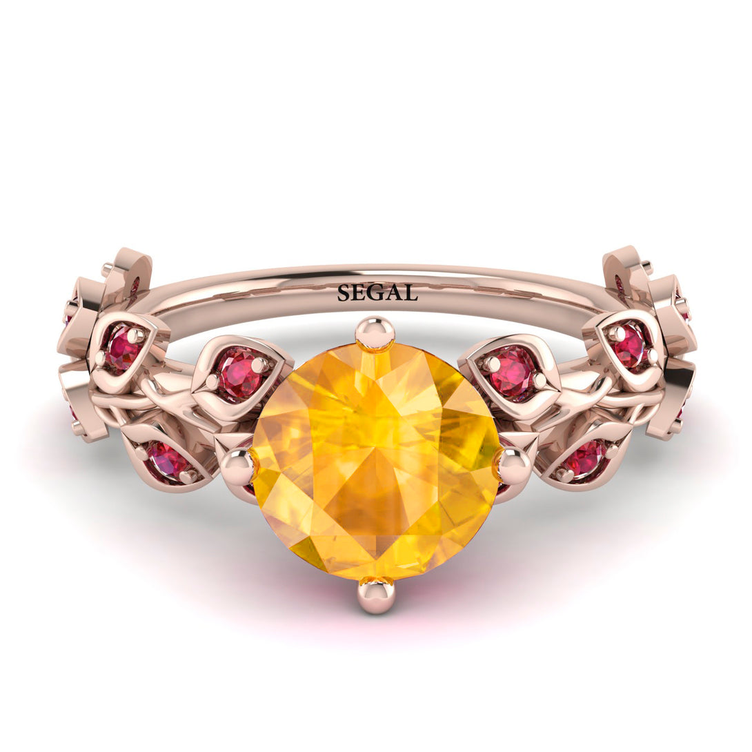 Leaves All Around Rose Gold Yellow Diamond Ring - Sydney 2ct No. 1011