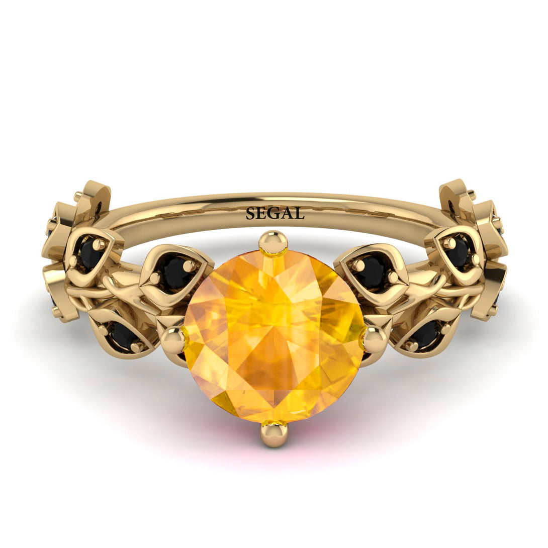 Leaves All Around Yellow Gold Yellow Diamond Ring - Sydney 2ct No. 1007