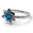 Lotus Flower Solitaire Blue Topaz Ring - Lotus no. 503