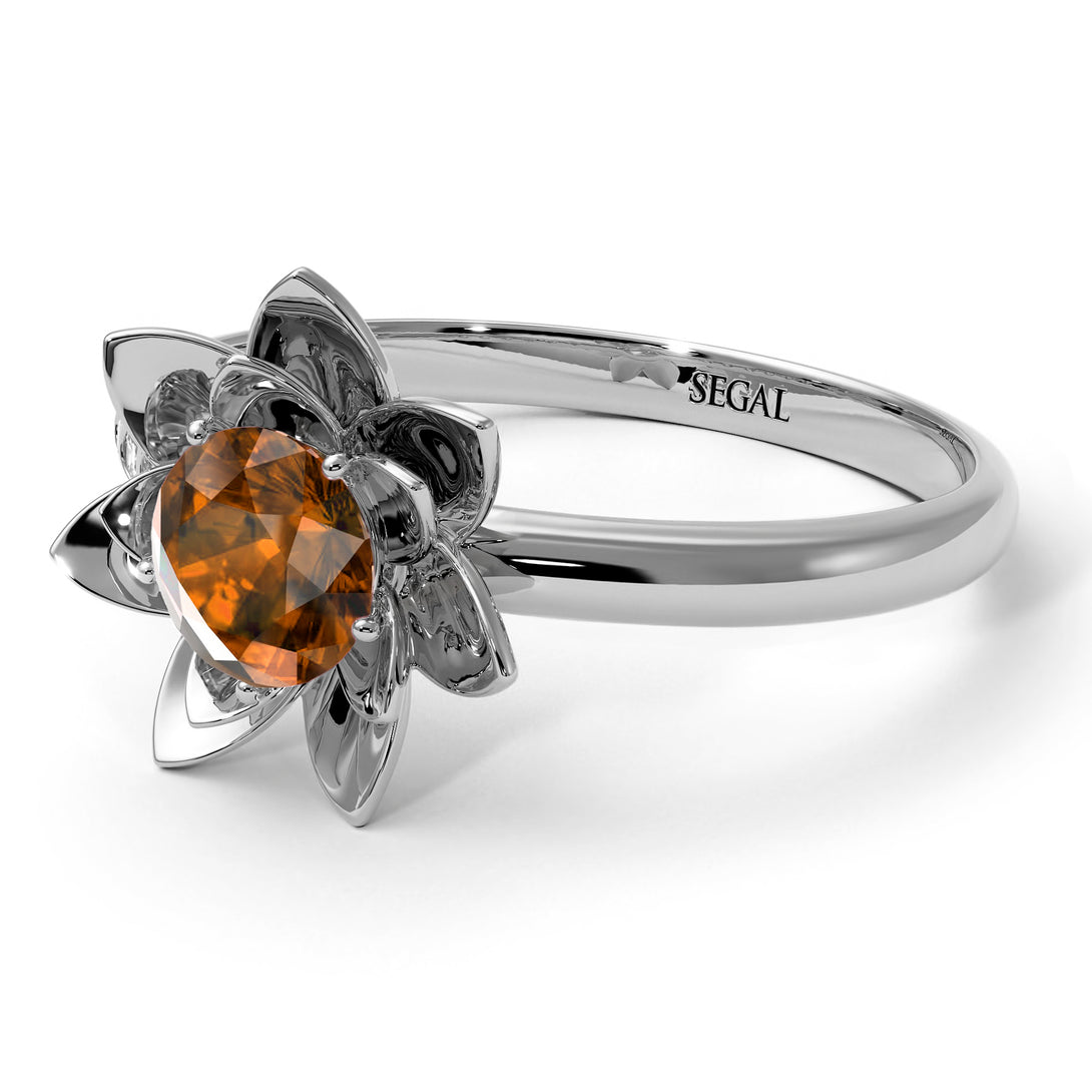 Lotus Flower Solitaire Brown Diamond Ring - Lotus no. 1103