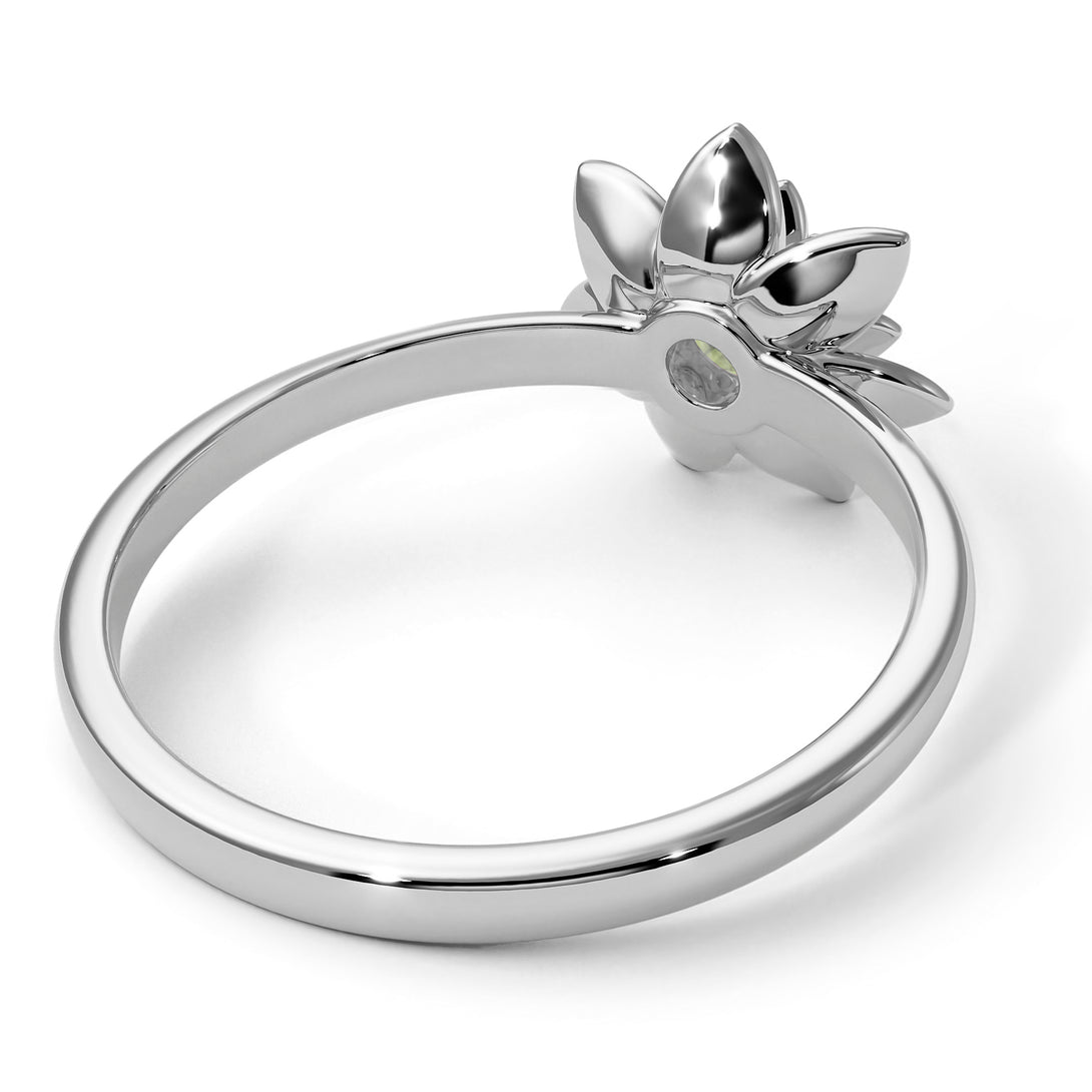 Lotus Flower Solitaire Peridot Ring - Lotus no. 703
