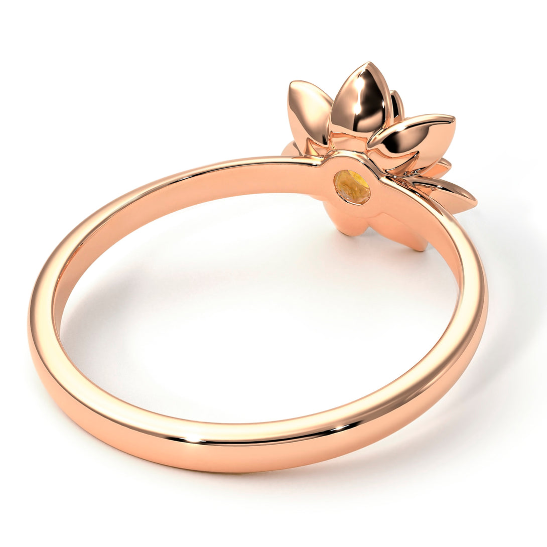 Lotus Flower Solitaire Yellow Diamond Ring - Lotus no. 1002
