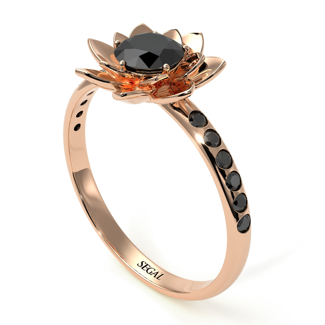 Lotus Flower Black Diamond ring - Lotus no. 17