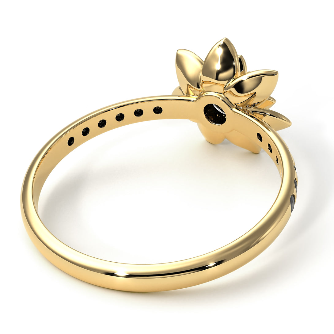 Lotus Flower Black Diamond ring - Lotus no. 16