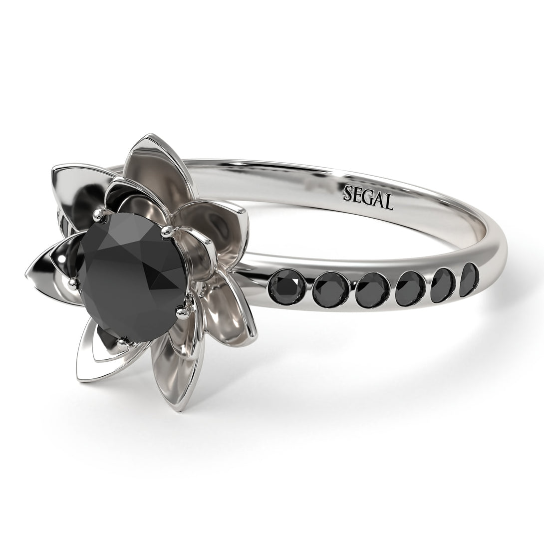 Lotus Flower Black Diamond ring - Lotus no. 18
