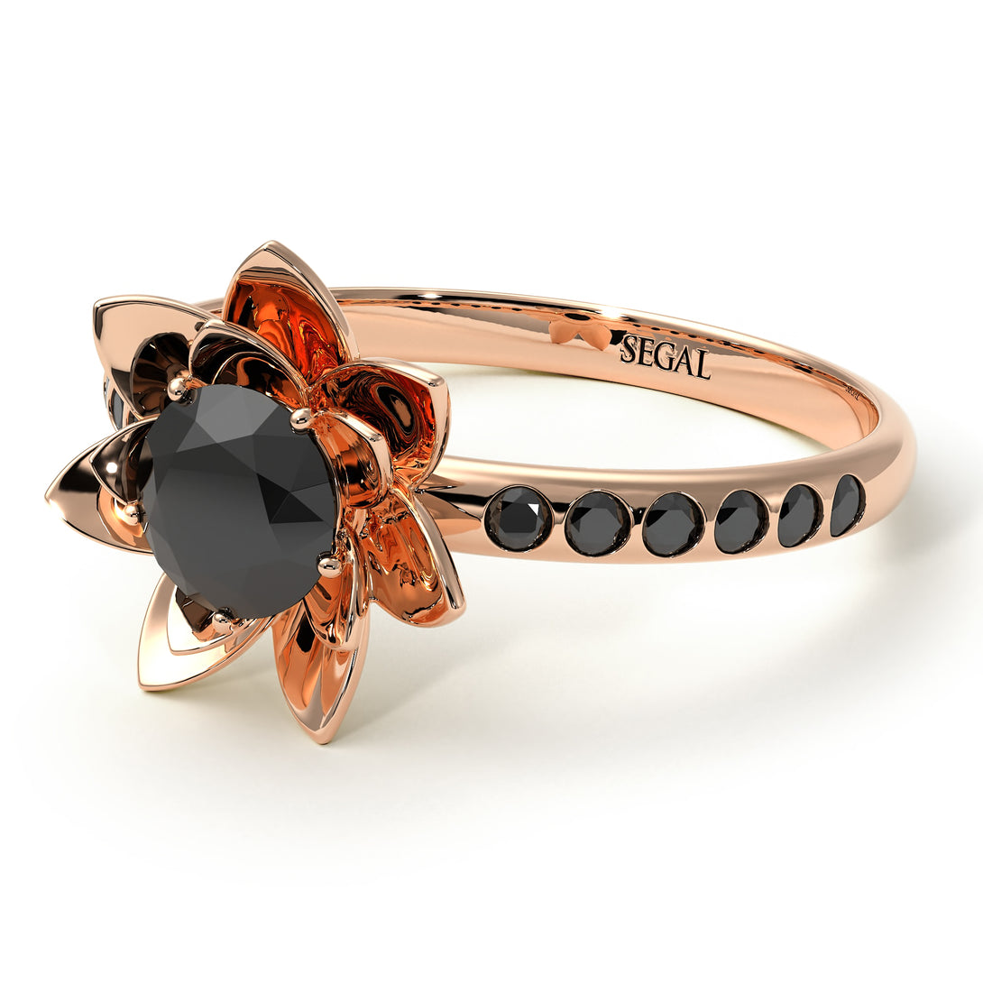 Lotus Flower Black Diamond ring - Lotus no. 17
