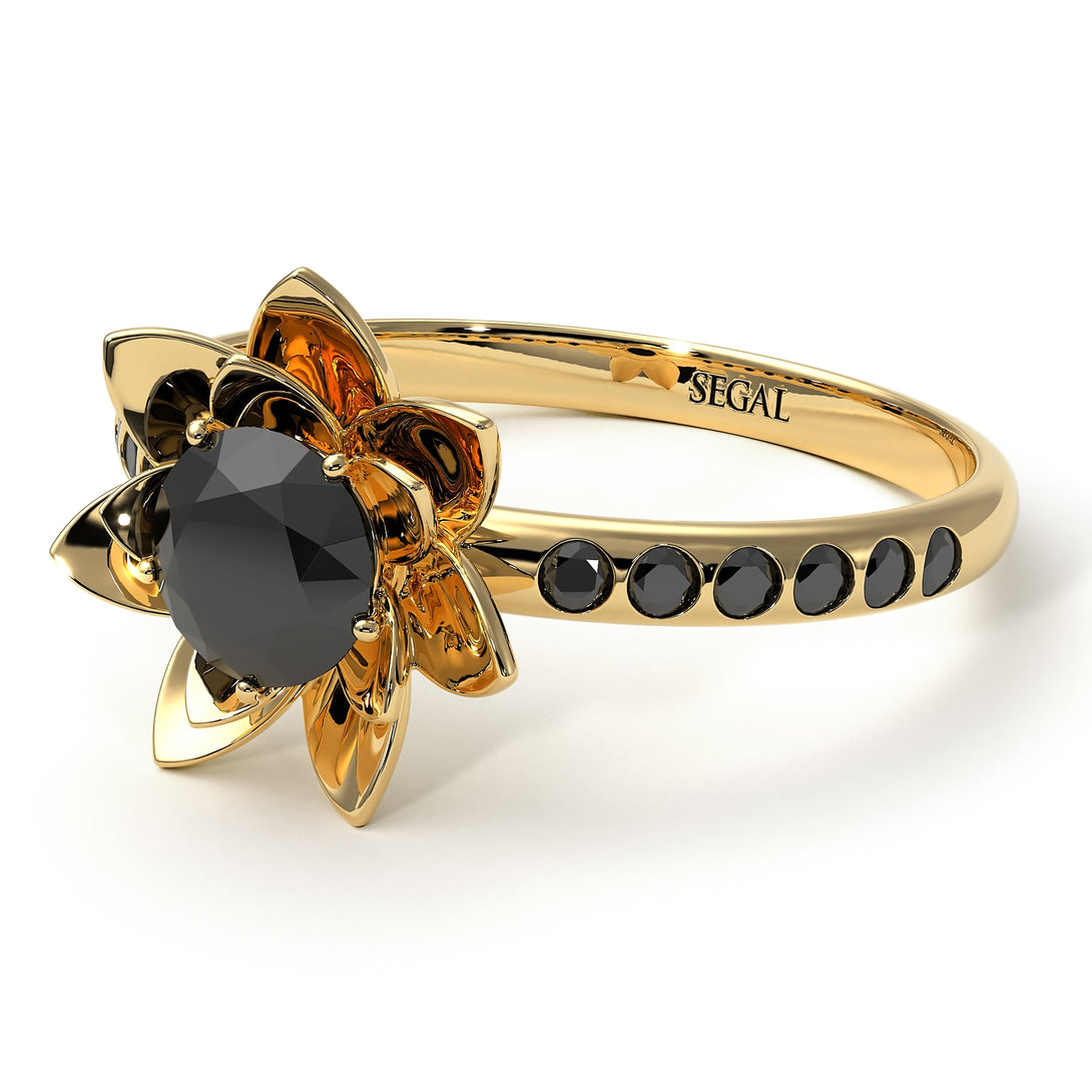 Lotus Flower Black Diamond ring - Lotus no. 16