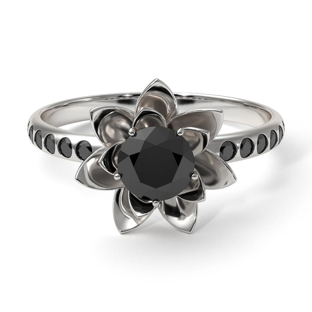 Lotus Flower Black Diamond ring - Lotus no. 18