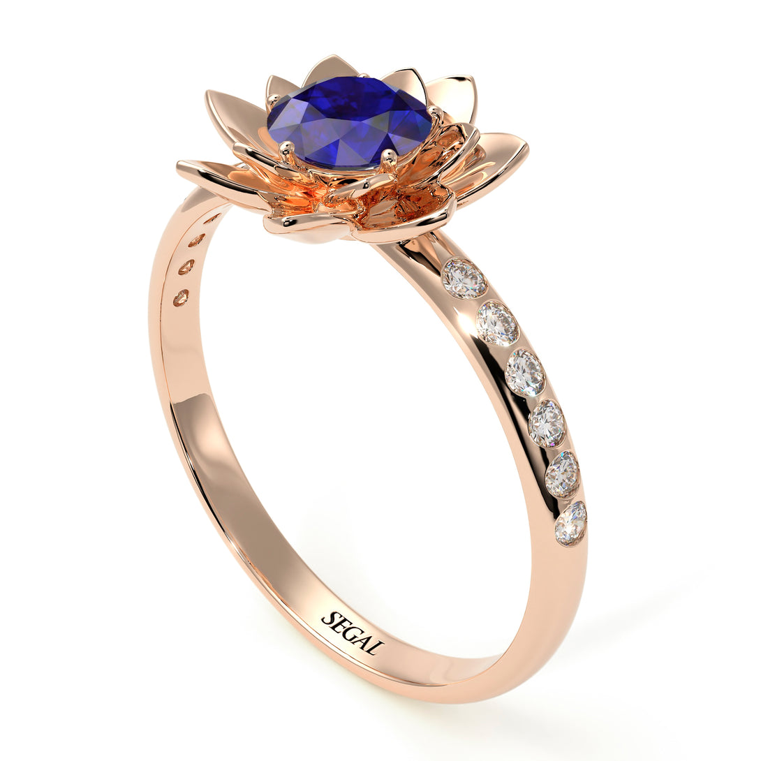 Lotus Flower Sapphire ring - Lotus no. 26