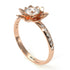 Lotus Bridal Rose Gold Flower Diamond Engagement Ring - 0.5 Carat Round Cut - Lotus no. 2