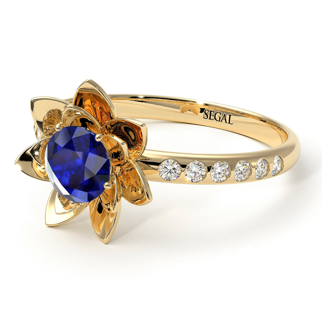 Lotus Flower Sapphire ring - Lotus no. 25