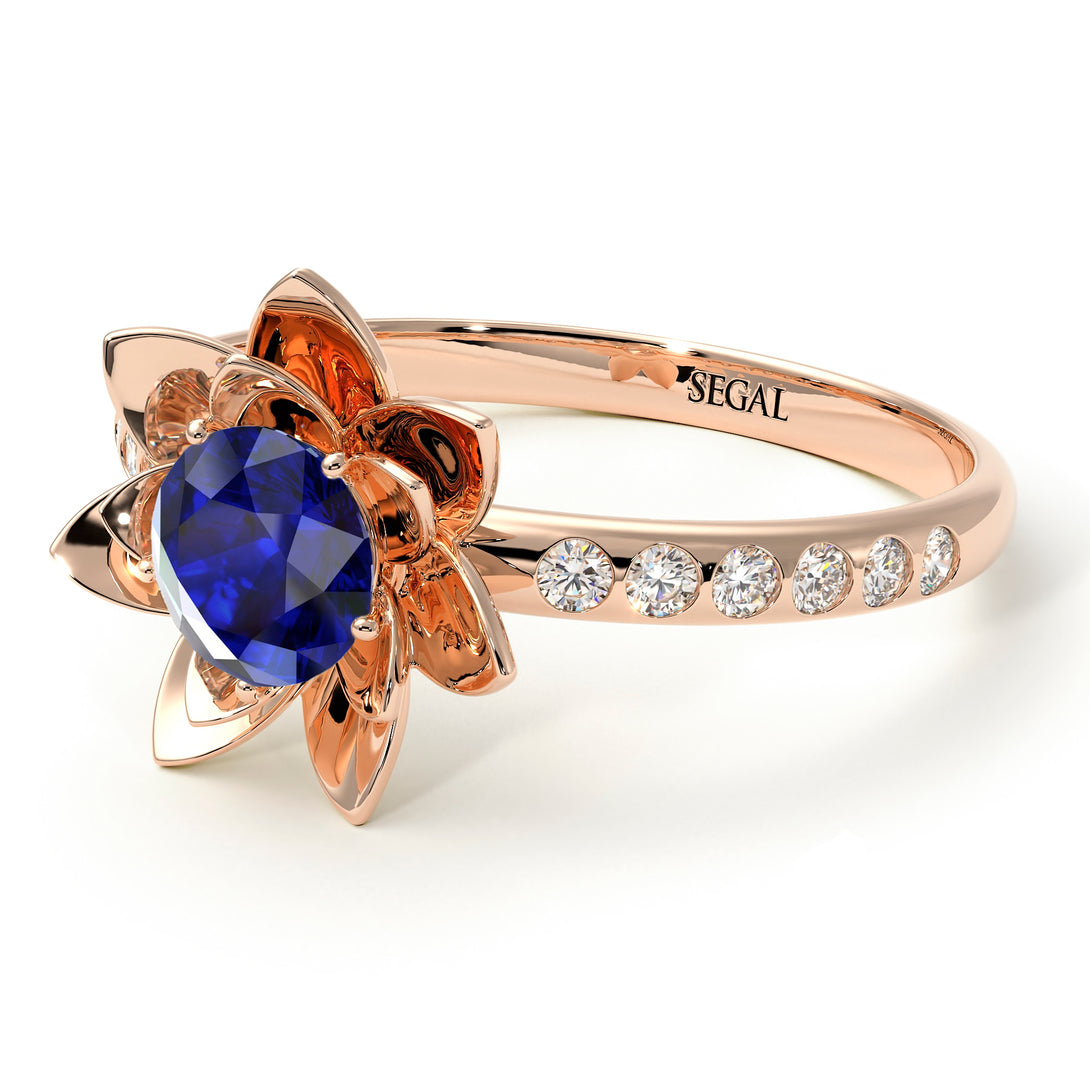 Lotus Flower Sapphire ring - Lotus no. 26