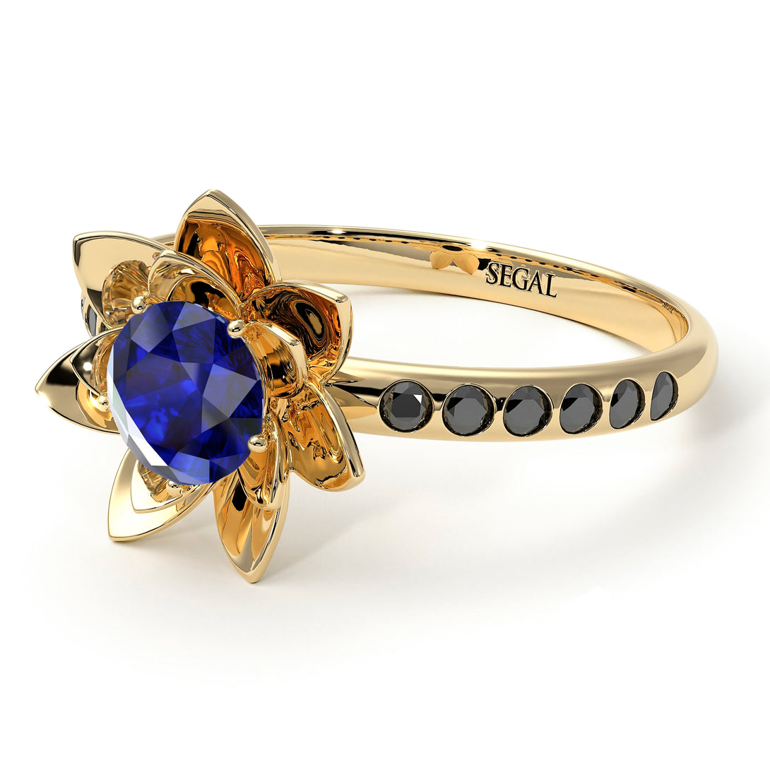Lotus Flower Sapphire ring - Lotus no. 28