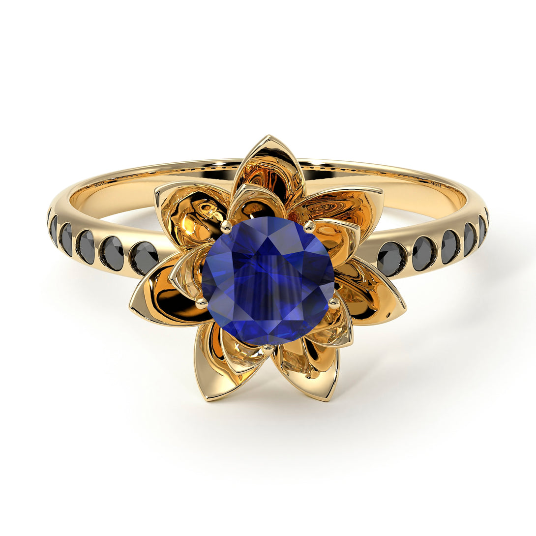 Lotus Flower Sapphire ring - Lotus no. 28