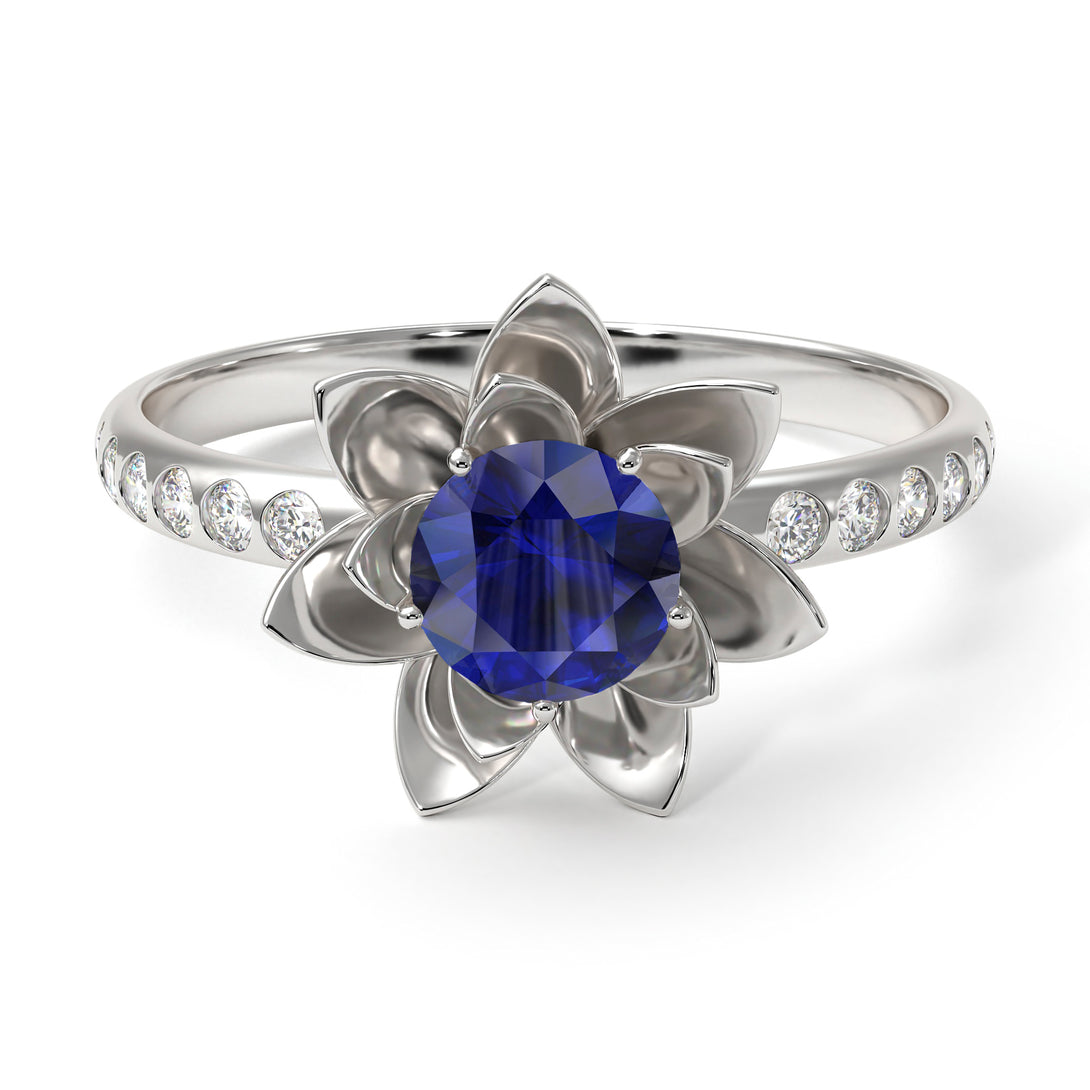 Lotus Flower Sapphire ring - Lotus no. 27