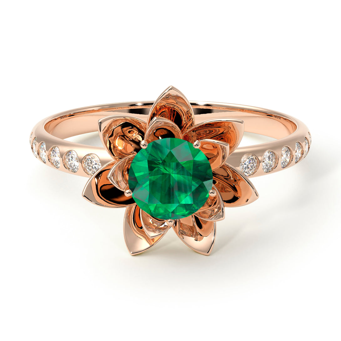 Lotus Flower Emerald ring - Lotus no. 20