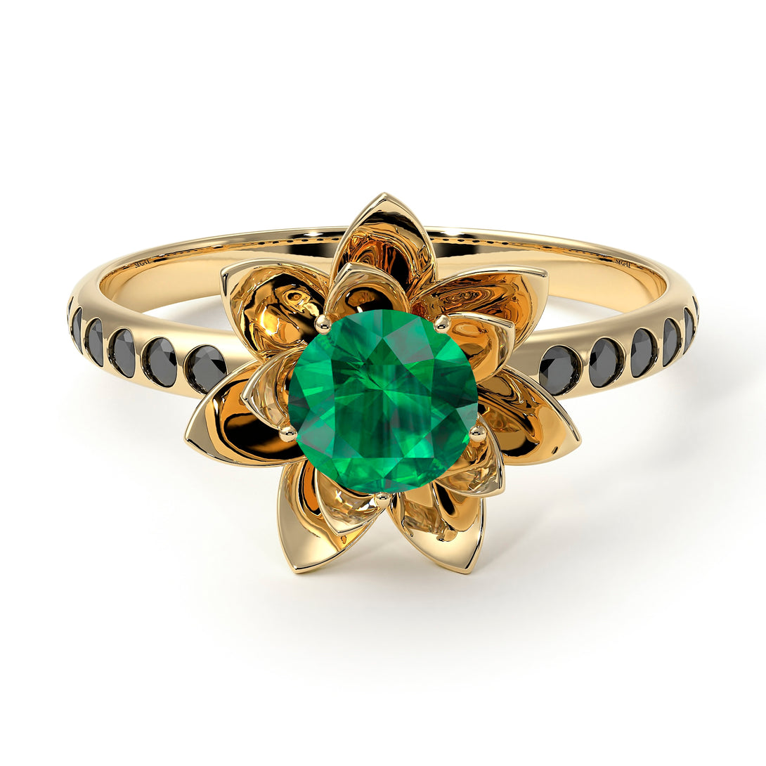 Lotus Flower Emerald ring - Lotus no. 22