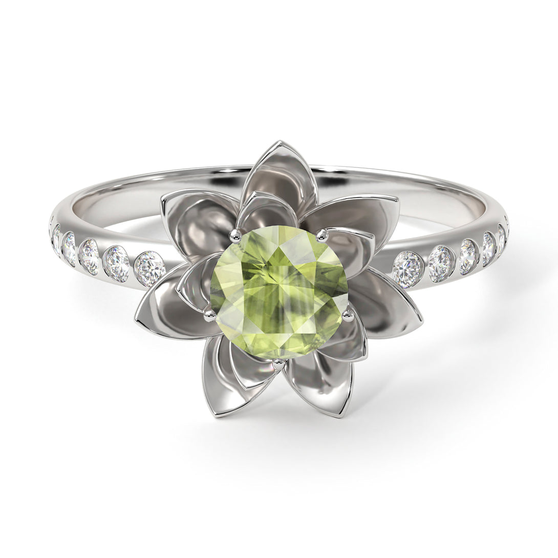 Lotus Flower Peridot ring - Lotus no. 703