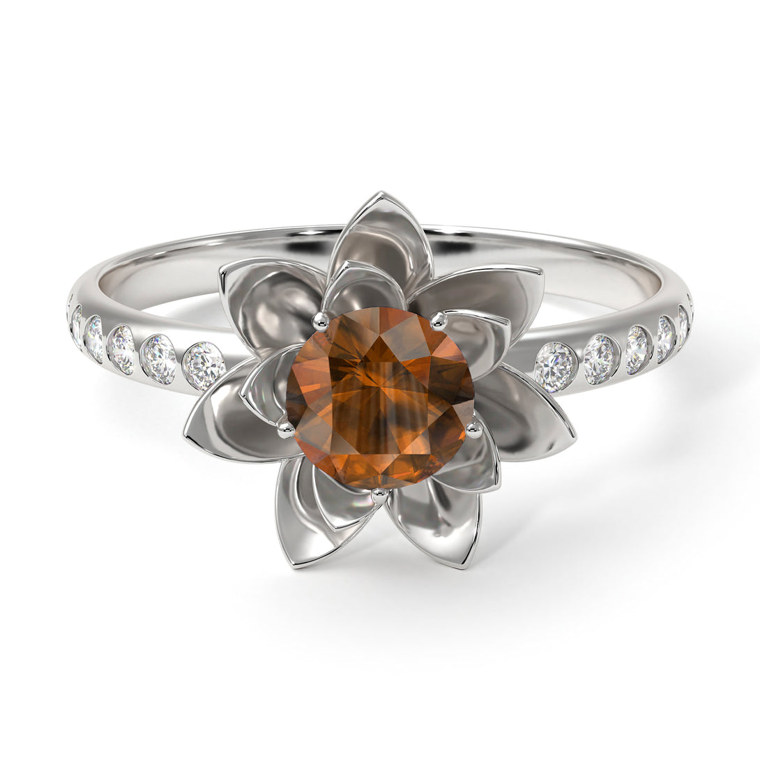 Lotus Flower Brown Diamond ring - Lotus no. 1103