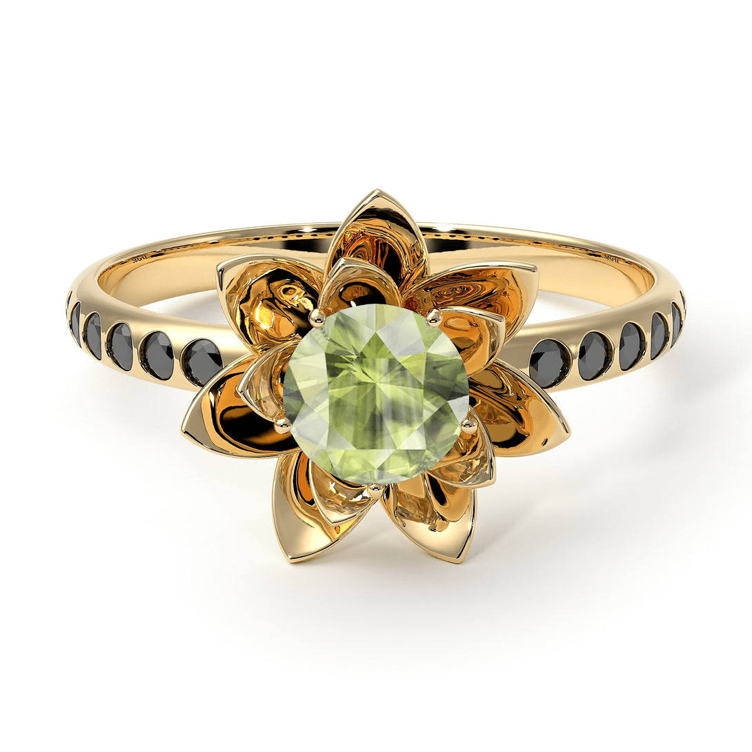 Lotus Flower Peridot ring - Lotus no. 704