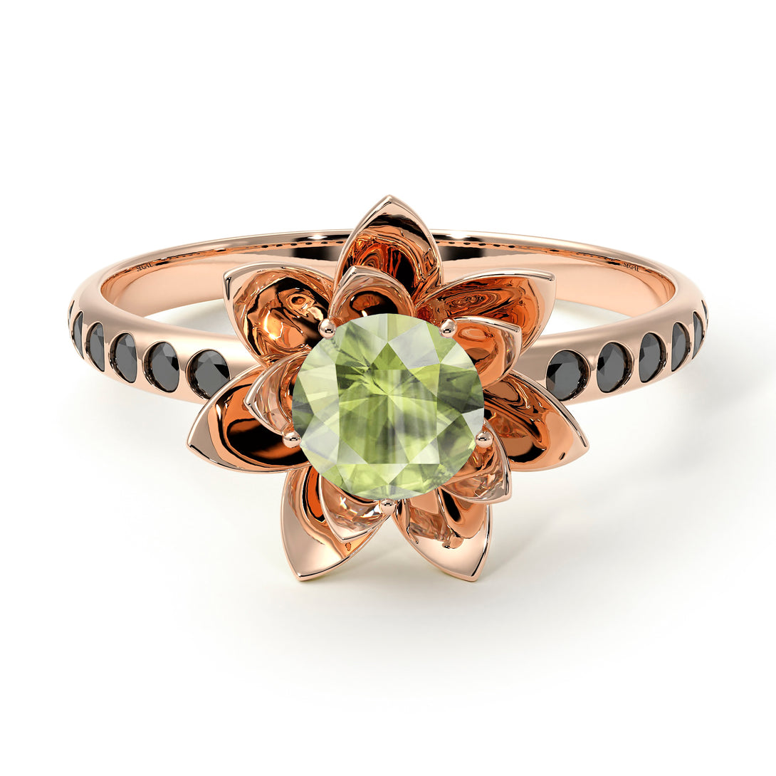 Lotus Flower Peridot ring - Lotus no. 705