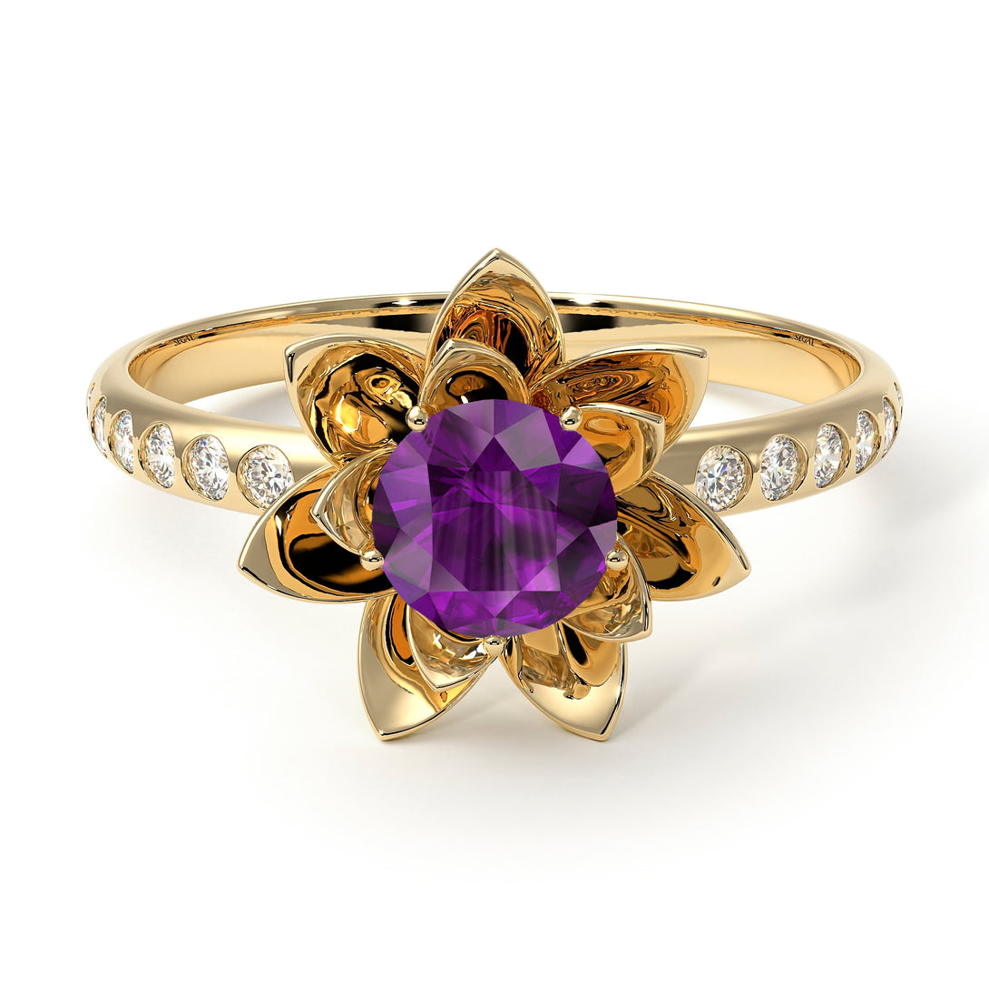 Lotus Flower Amethyst ring - Lotus no. 301