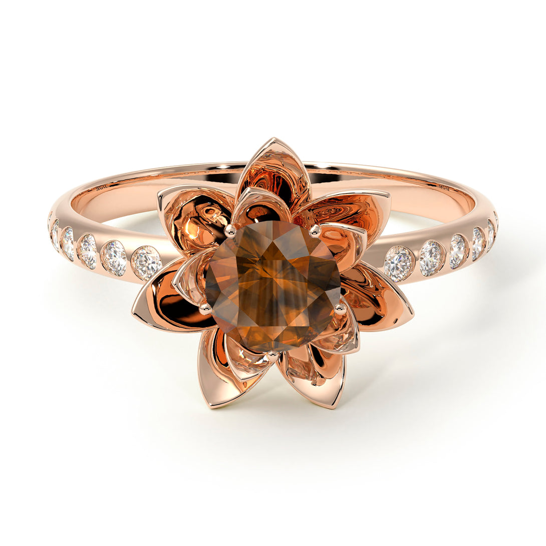 Lotus Flower Brown Diamond ring - Lotus no. 1102