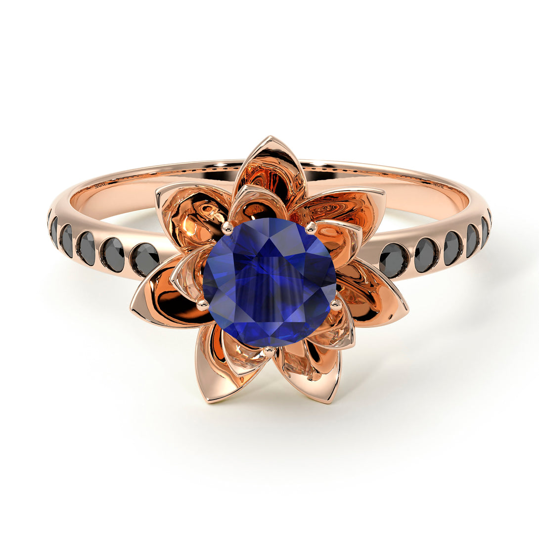 Lotus Flower Sapphire ring - Lotus no. 29