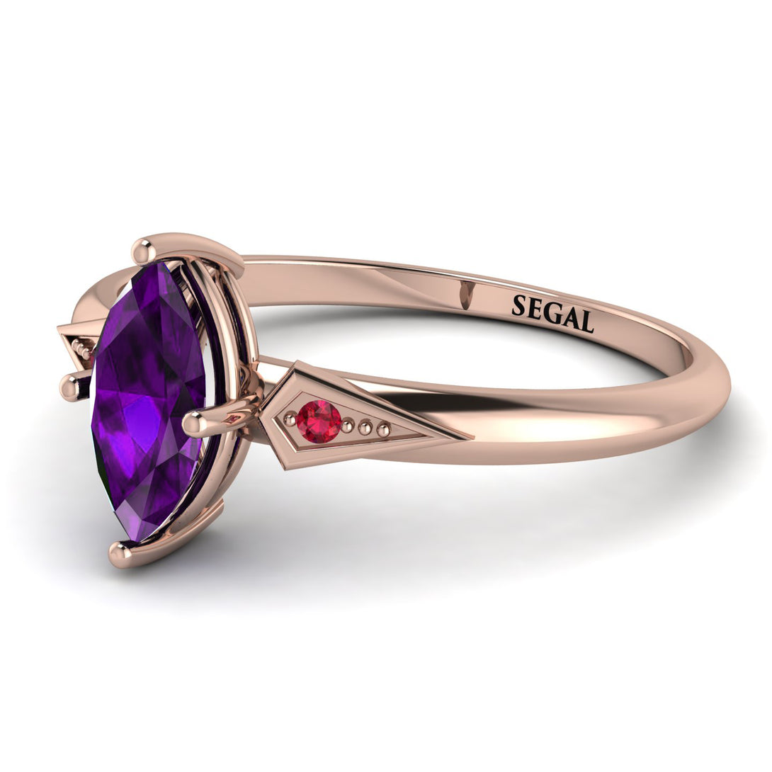 Marquise Amethyst Geometrical Engagement Ring - Reese No. 311