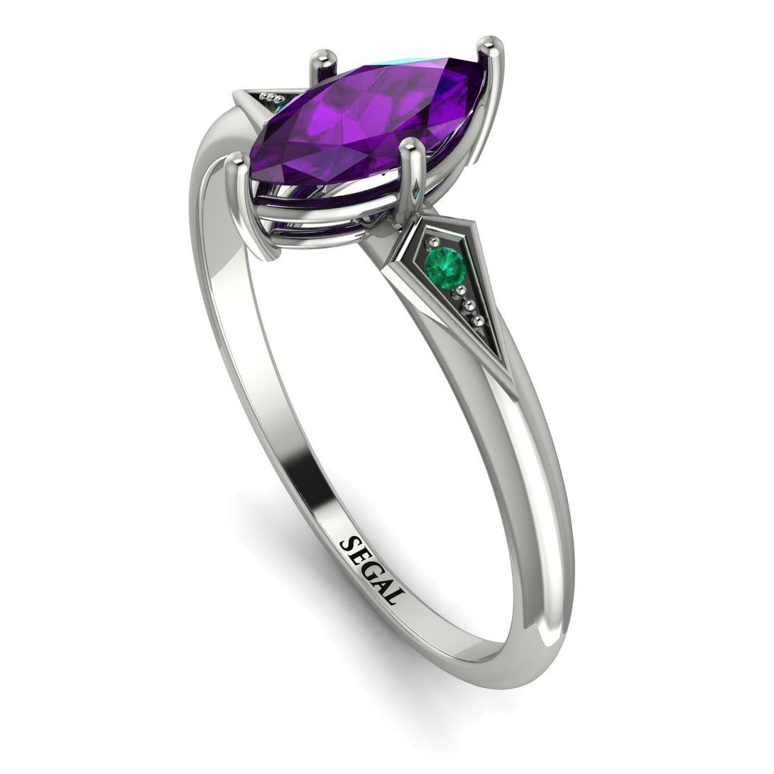 Marquise Amethyst Geometrical Engagement Ring - Reese No. 306