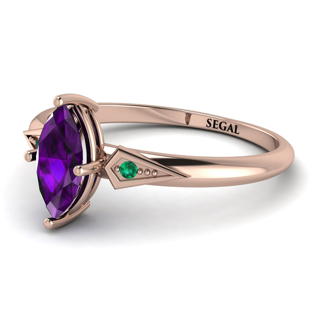 Marquise Amethyst Geometrical Engagement Ring - Reese No. 305