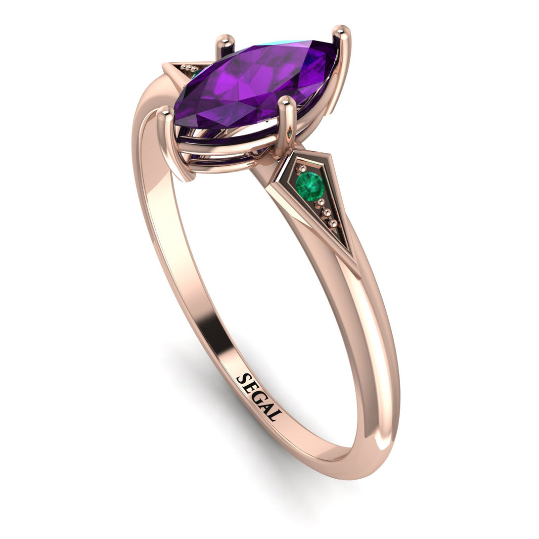 Marquise Amethyst Geometrical Engagement Ring - Reese No. 305