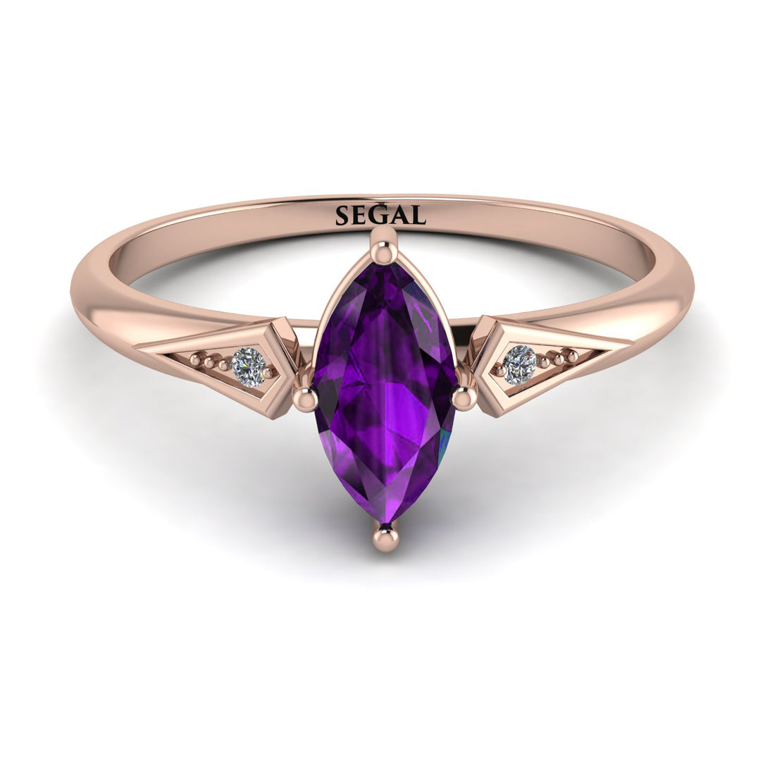 Marquise Amethyst Geometrical Engagement Ring - Reese No. 302