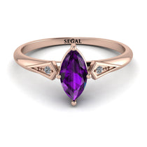 Marquise Amethyst Geometrical Engagement Ring - Reese No. 302 image 1