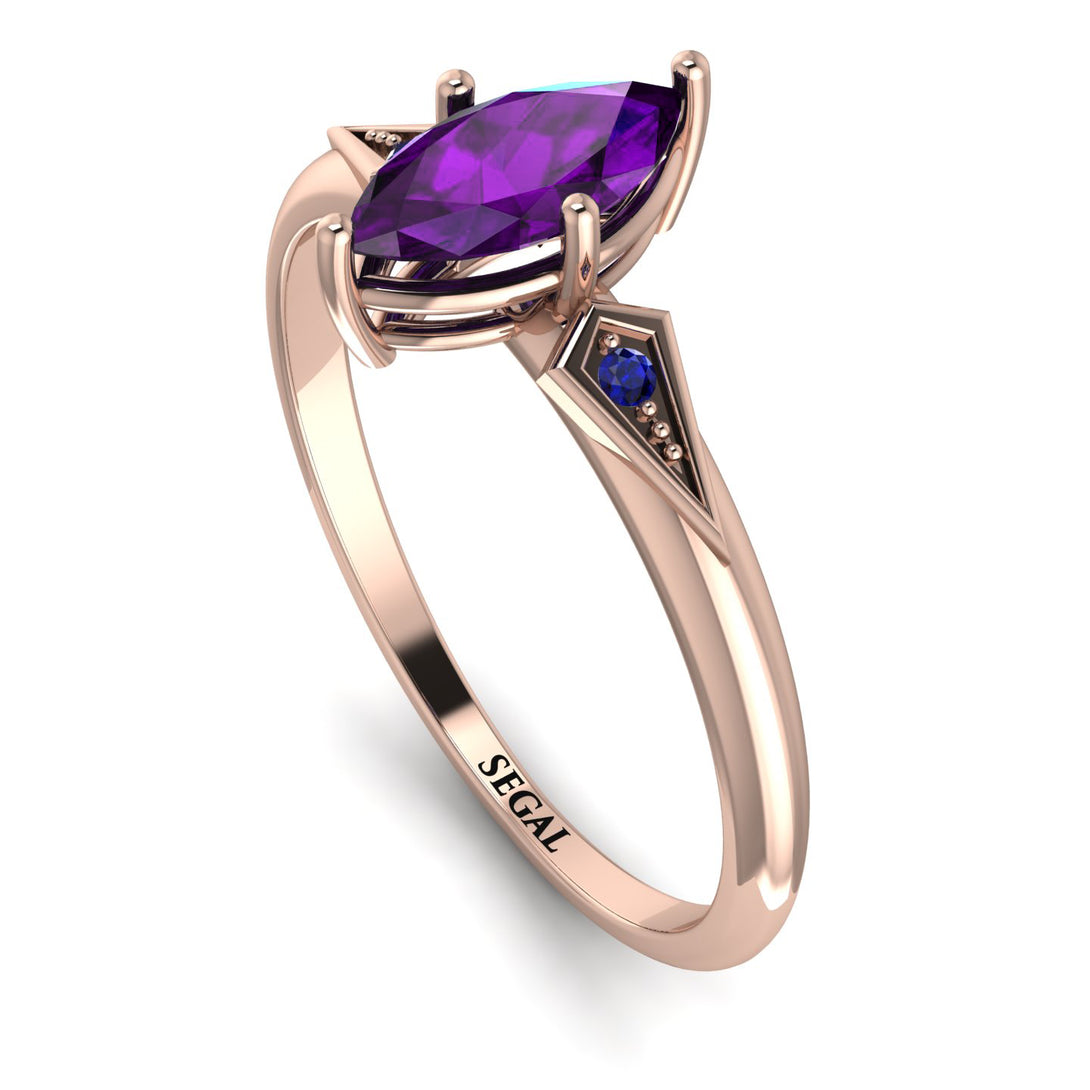 Marquise Amethyst Geometrical Engagement Ring - Reese No. 314